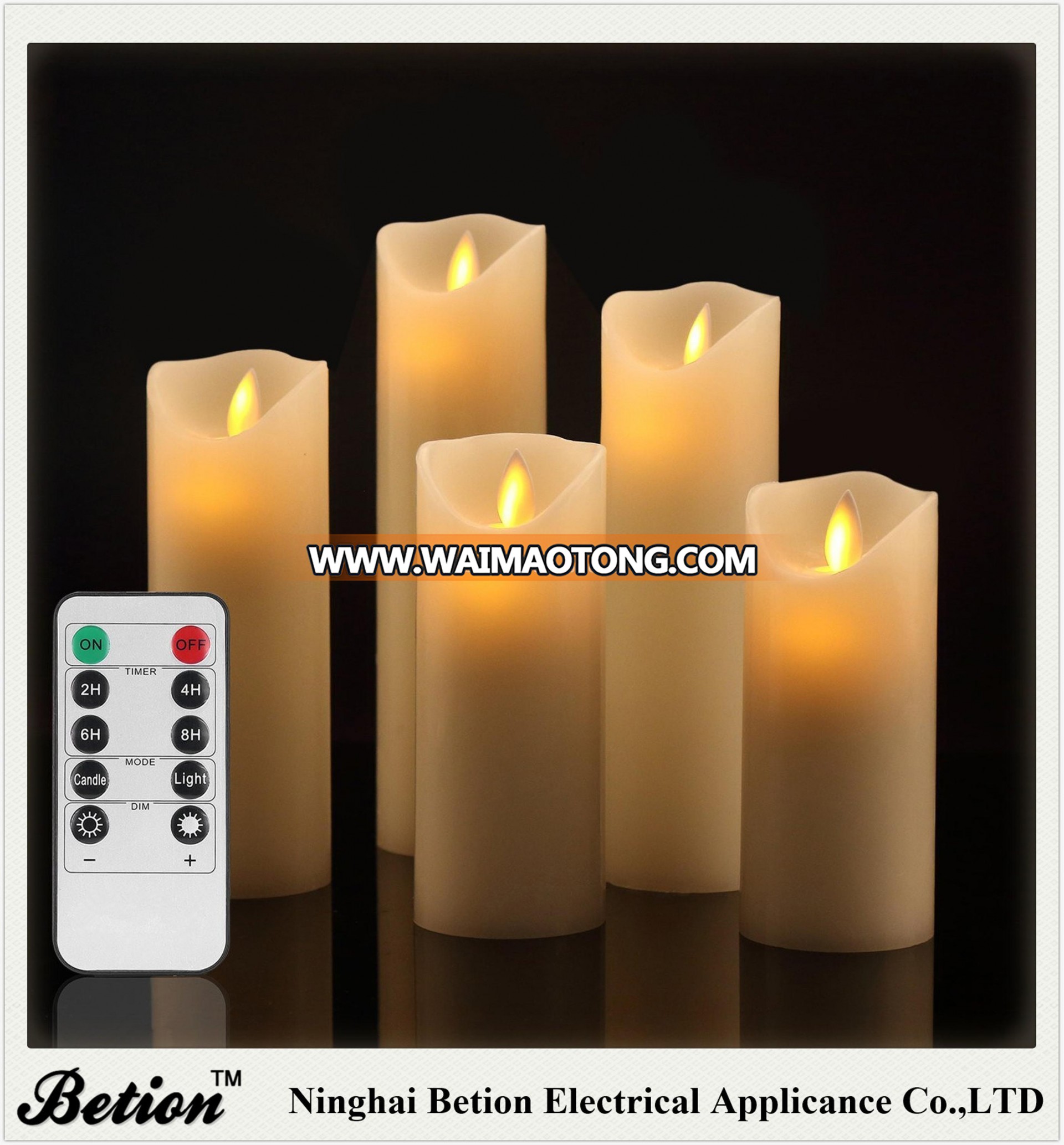 led candles set of 5 dancing flame wax candles with remote control paraffin flickering moving wick candles led candles factory