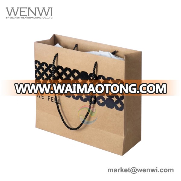 Luxury Custom Black Logo Printed Shopping Kraft Paper Bag with Handle