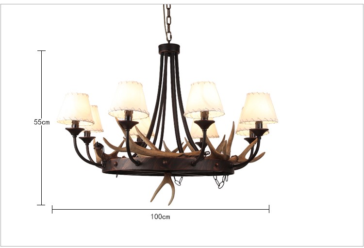 Art Deco Old Rustic Iron Ring Pendant Lights Wrought Iron Antler Big Size Chandelier