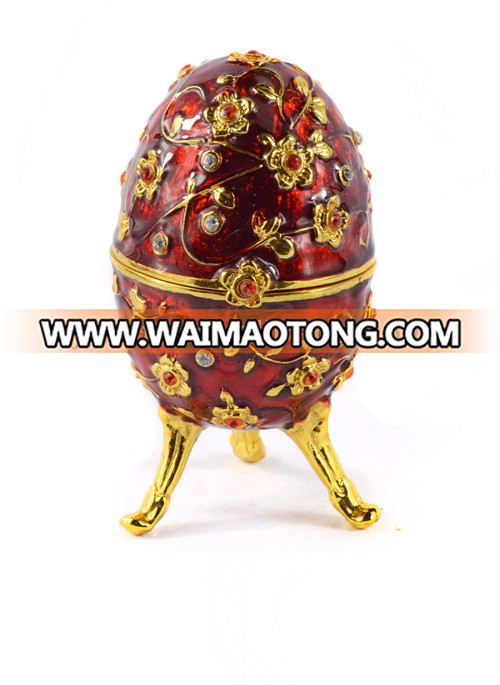 full flower into faberge egg enamel metal jewelry trinket box (QF038)