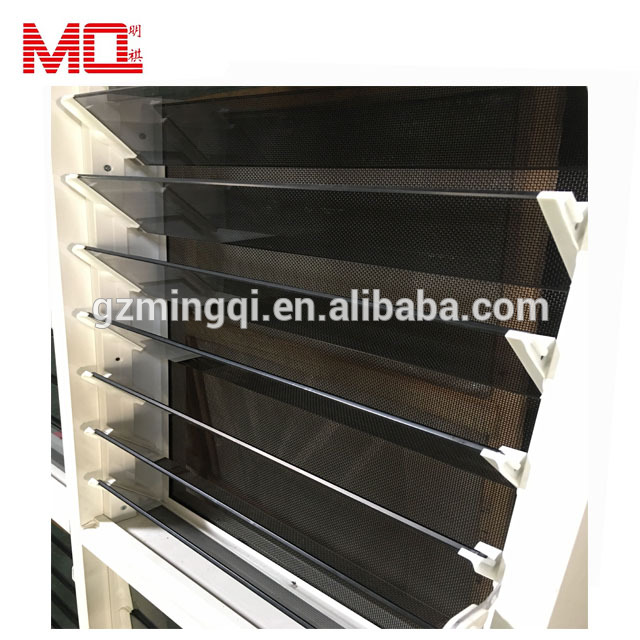 Top quality aluminum adjustable glass louver window with metal mosquito net