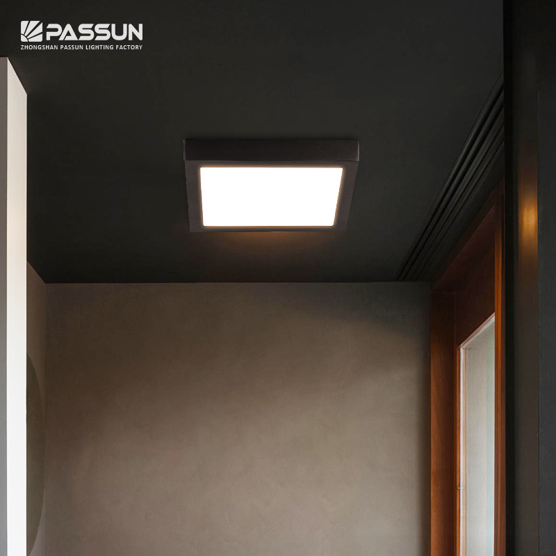 Modern design restaurant bathroom bedroom square acrylic black smd 12w 18w 24w led ceiling light