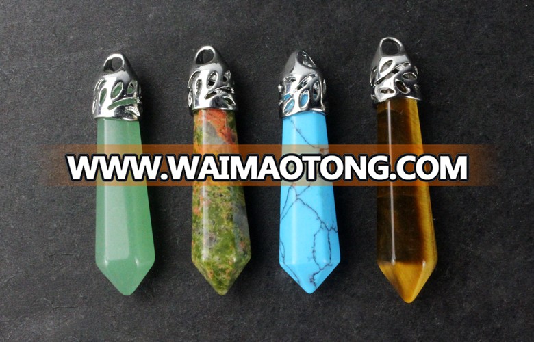 Wholesale Assorted Gemstone pendant,Crystal healing two hexagonal point pendant