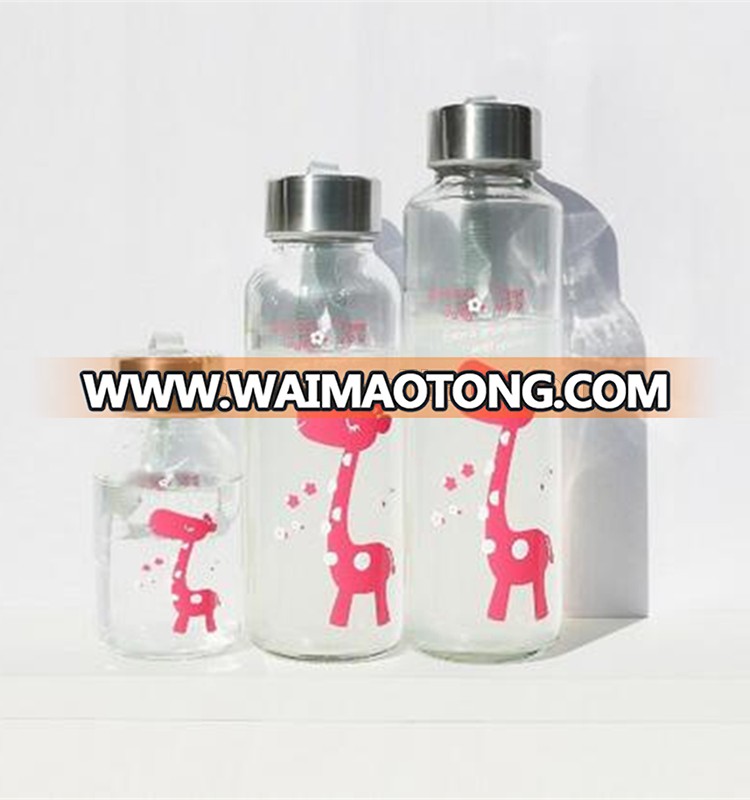 2015 new design custom promotion single wall glass water bottle