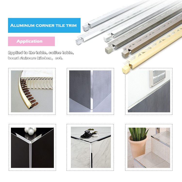 Decoration Aluminium And PVC Bathroom Tile Trims Edging Strip