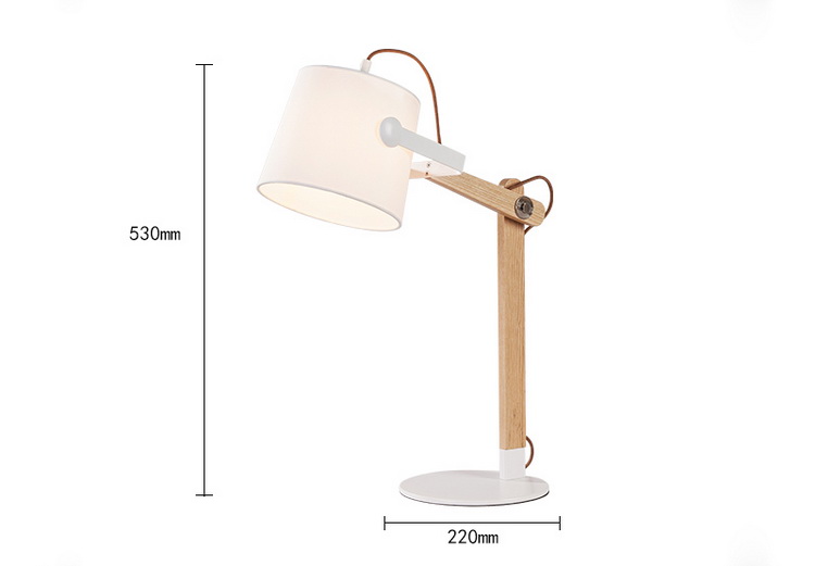 Nordic simple wooden style modern fabric table lamp for reading and writing