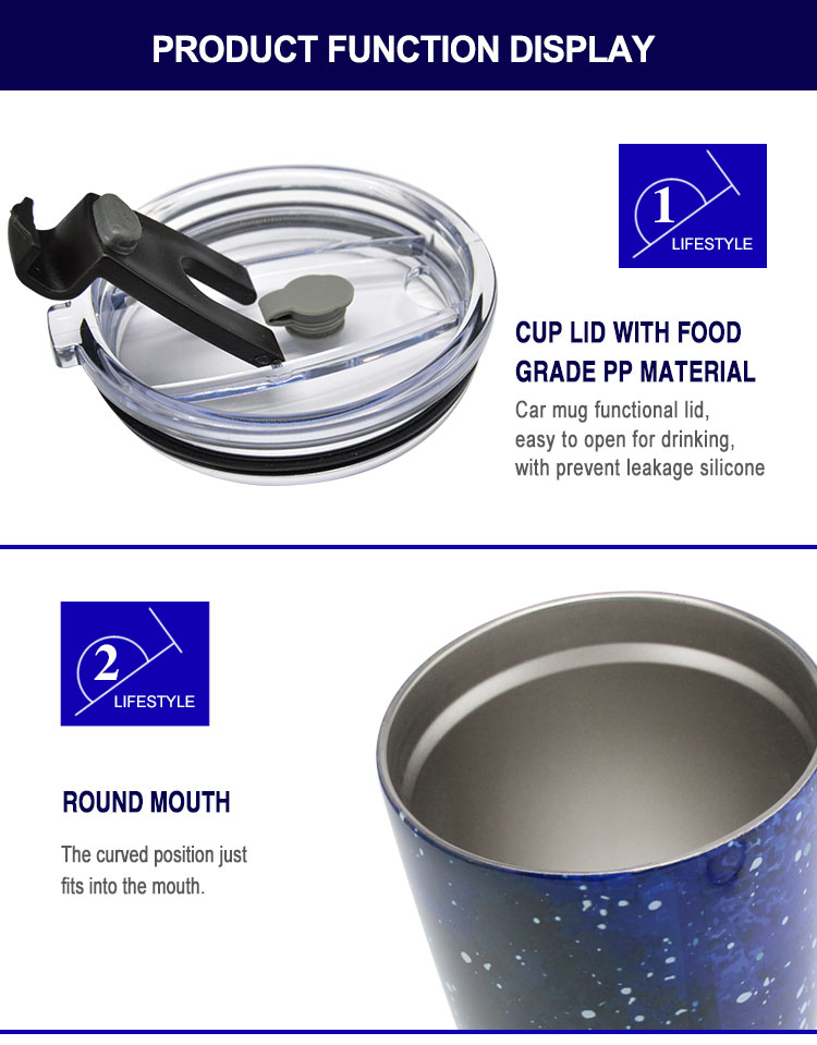 Vacuum insulated stainless steel water mug coffee tumbler