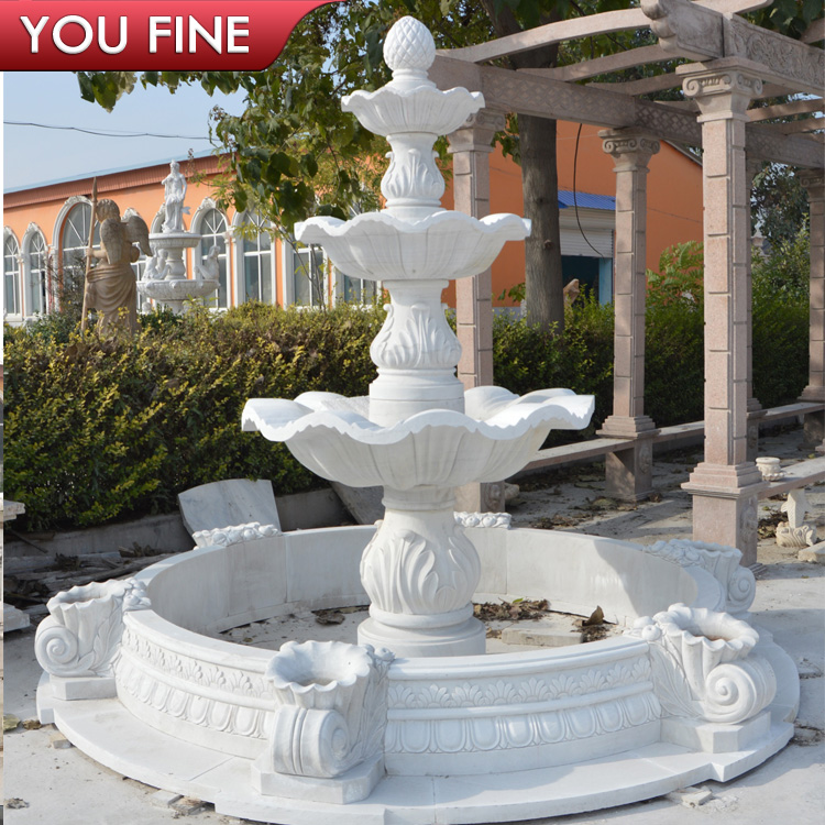 Outdoor White Marble 3 Tier Garden Water Fountains