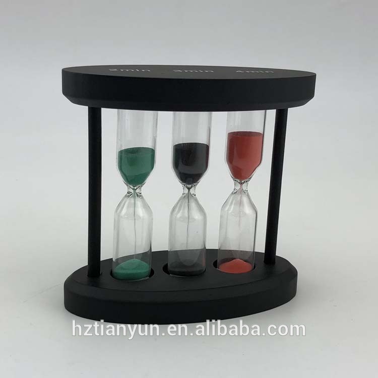 3 IN 1 BALCK WOODEN SAND TIMER