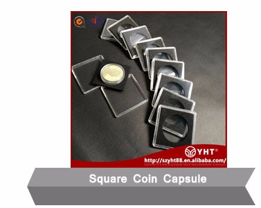 Custom Company Logo Printed 17 to 40.5mm diameter PC Acrylic plastic silver coin gift holder box