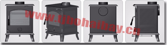 Indoor heating secondary air and combustion cast iron wood burning stove