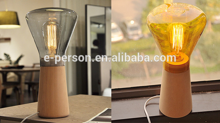 Modern Lighting Decorative industrial Wood Base Bulb Table Lamp