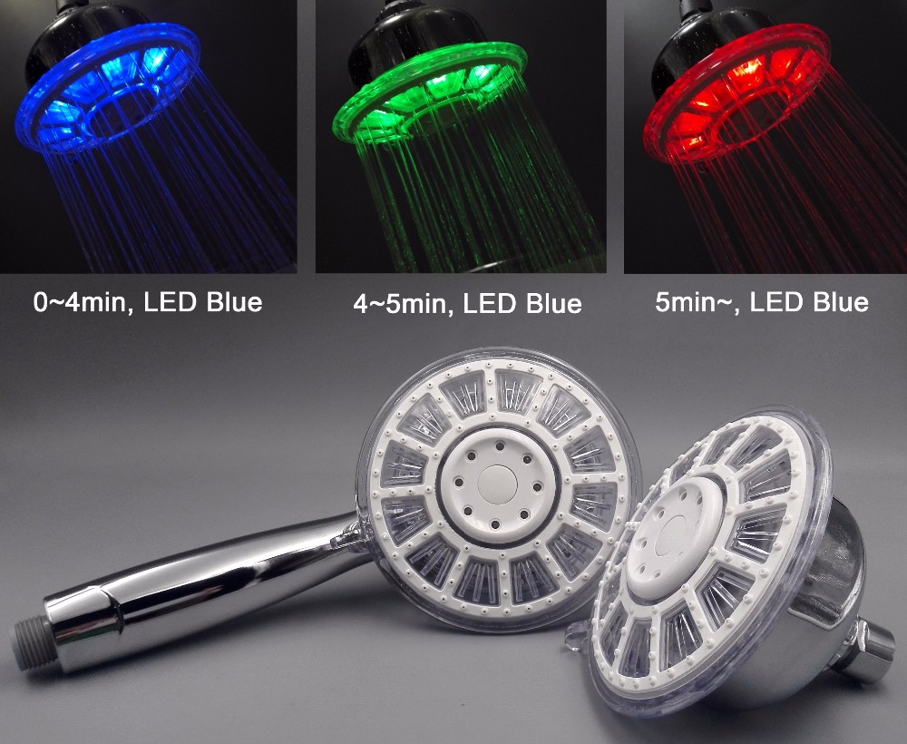 water saving education LED timer shower head