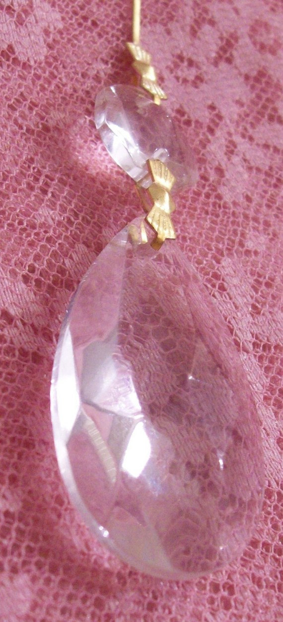 6.28 -6 50 Asfour Crystal Teardrop 38mm Chandelier Prisms Clear Almonds Lead Crystal