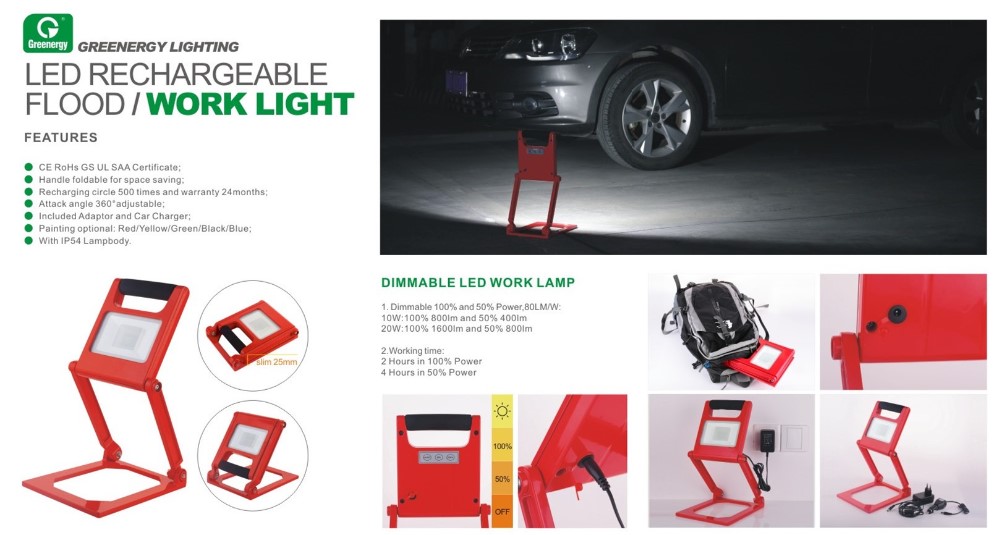 Professional factory supply foldable portable rechargeable work led flood light