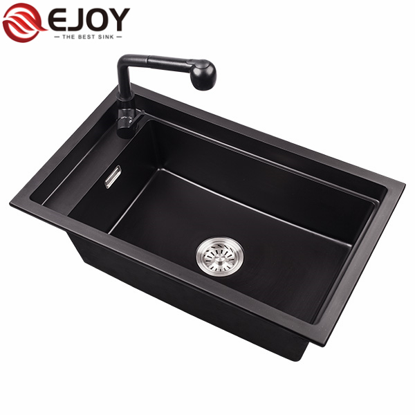 EJOY High Quality kitchen sink quartz OEM/ODM composite quartz kitchen black sink