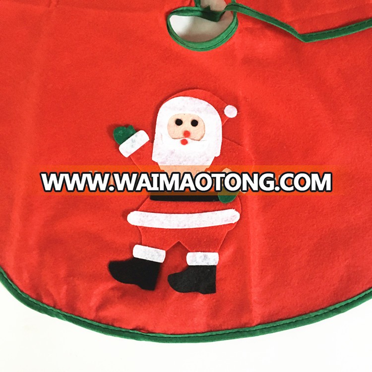 Wholesale customize 60 cm red christmas tree skirt with green line santa for chritsmas decoration