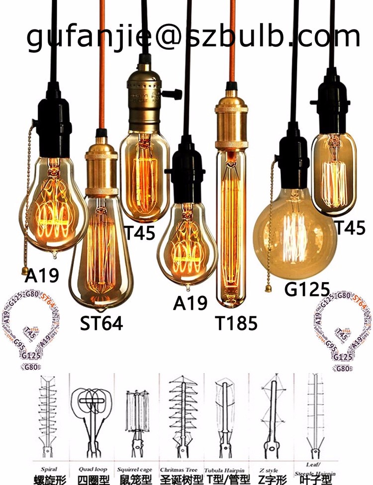 E27 40W 120 V/230V Edison Antique Vintage Light Incandescent Bulb G80 G95 G125 Edison Globe Lamp