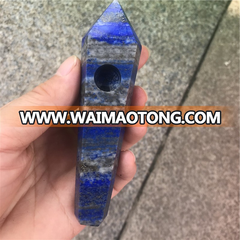 High quality natural lapis lazuli quartz tobacco stone pipe crystal smoking pipe for sale