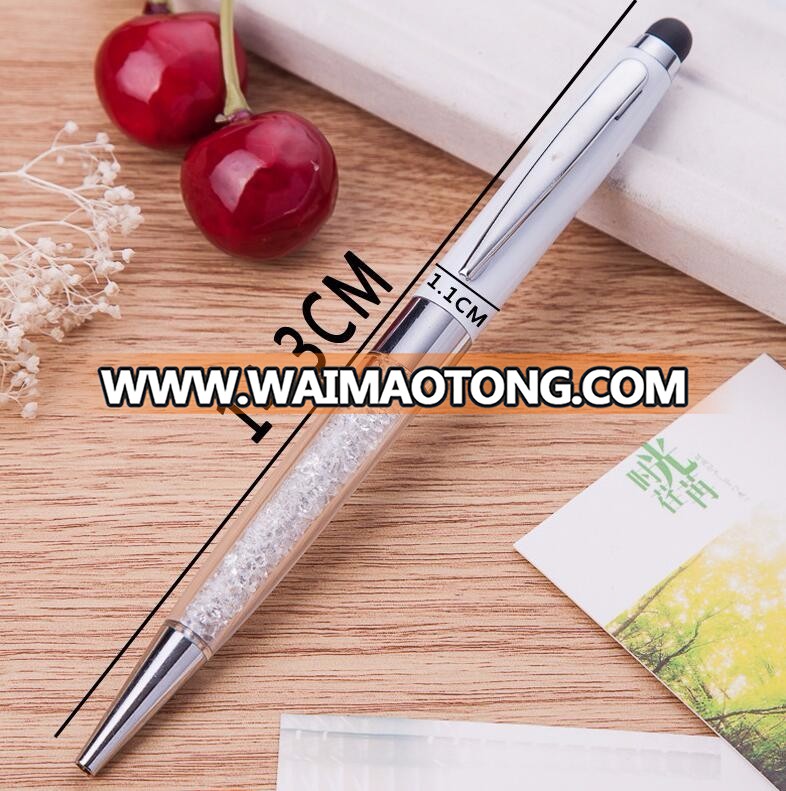 crystal promotional advertisement business signature of ballpen with touch screen head stylus ballpoint pen