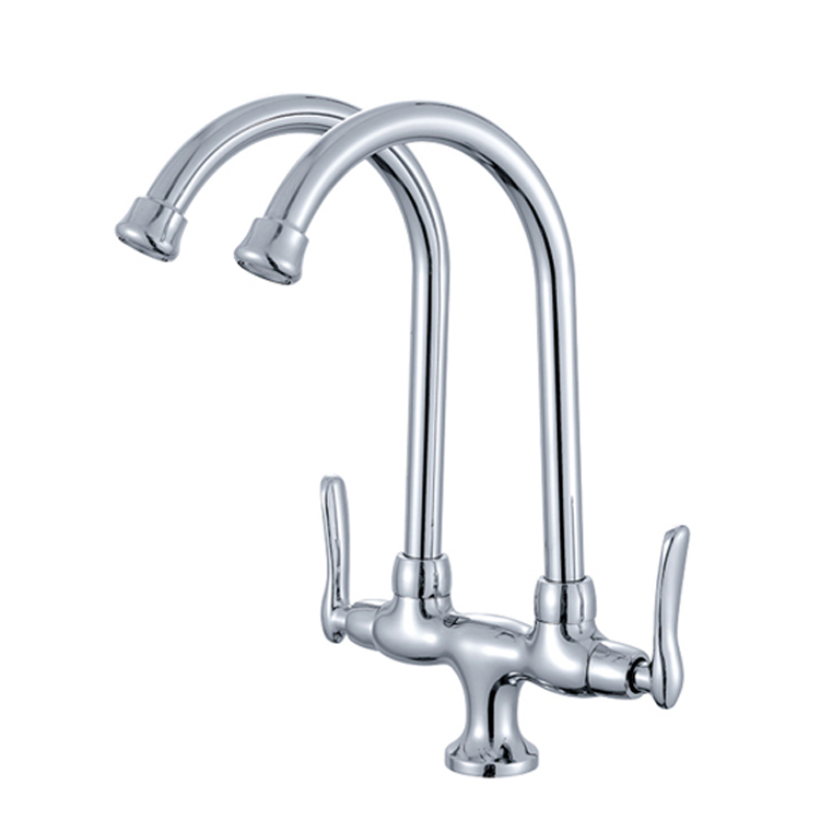 dual handle kitchen ware double spout faucet