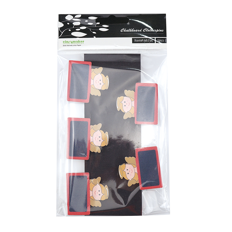 opp bag packaging  mini black board 5pcs clothespins