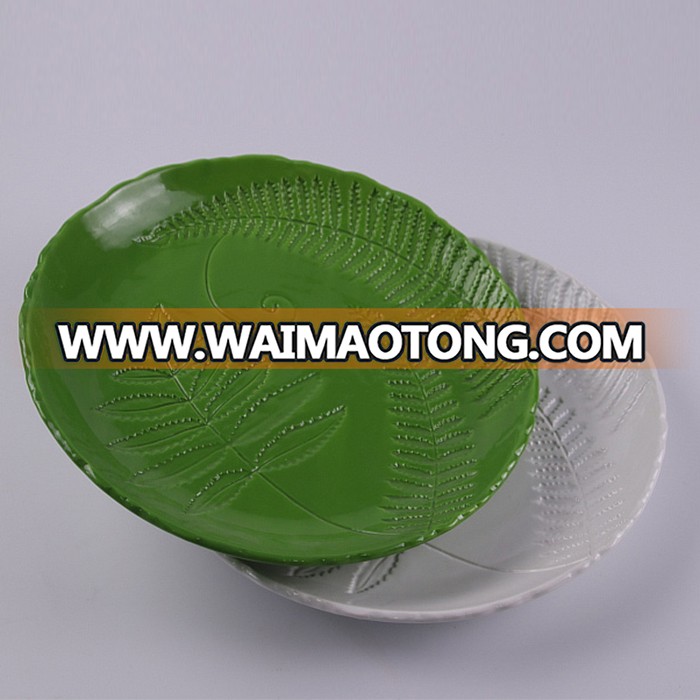 Factory sale round leaf shape ceramic plates