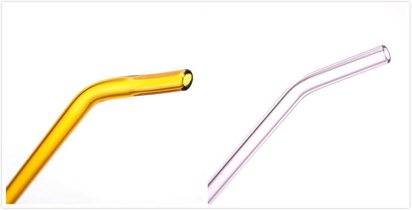 Colored Flat Mouth Bent Glass Drinking Straws