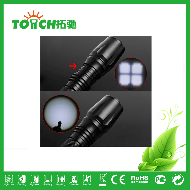 5 modes made in China Strong power LED flashlight adjustable brightness zoom torch lights