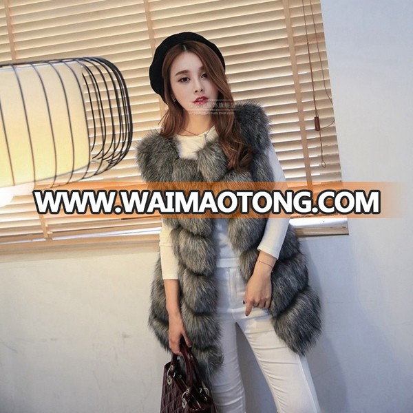 Ladies fashion faux fur vest mink fur coat