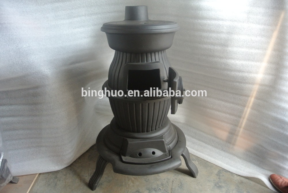 pot belly stove, round cast iron stove , wood and coal fuel stove