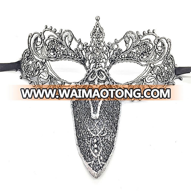 PoeticExst Assorted Wholesale Colors Sexy Party Mask Lady Masquerade Long Nose Lace Mask