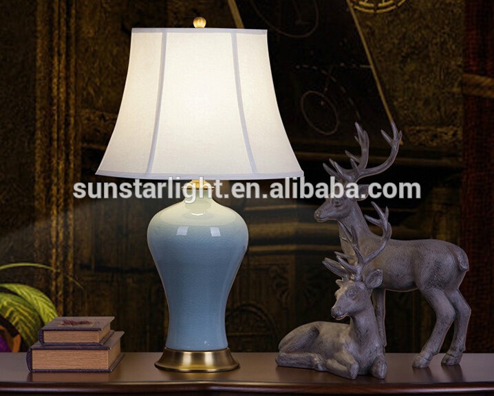 High Quanlity Ceramic Body With Fabric Lampshade Modern Desk Lamp Bedroom Living Room Table Lamp