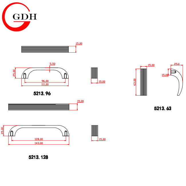 Furniture cabinet flat drawer zinc cabinet handles