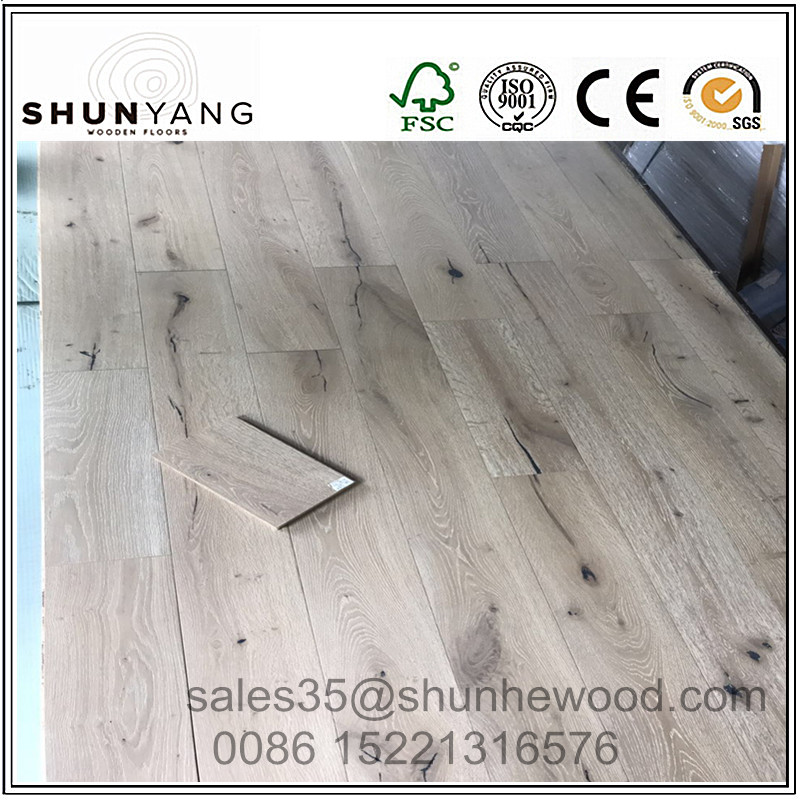 5/8 inch and 3/4 inch wax oil brushed smoked oak antique engineered wood flooring