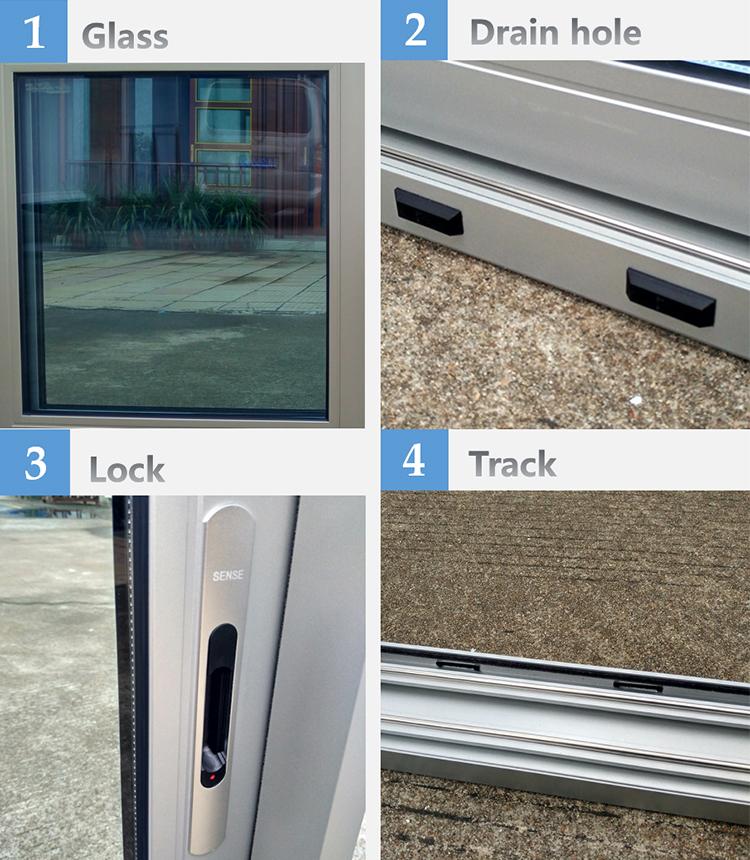 High quality reflected glass commercial aluminum french tilt turn casement window frames