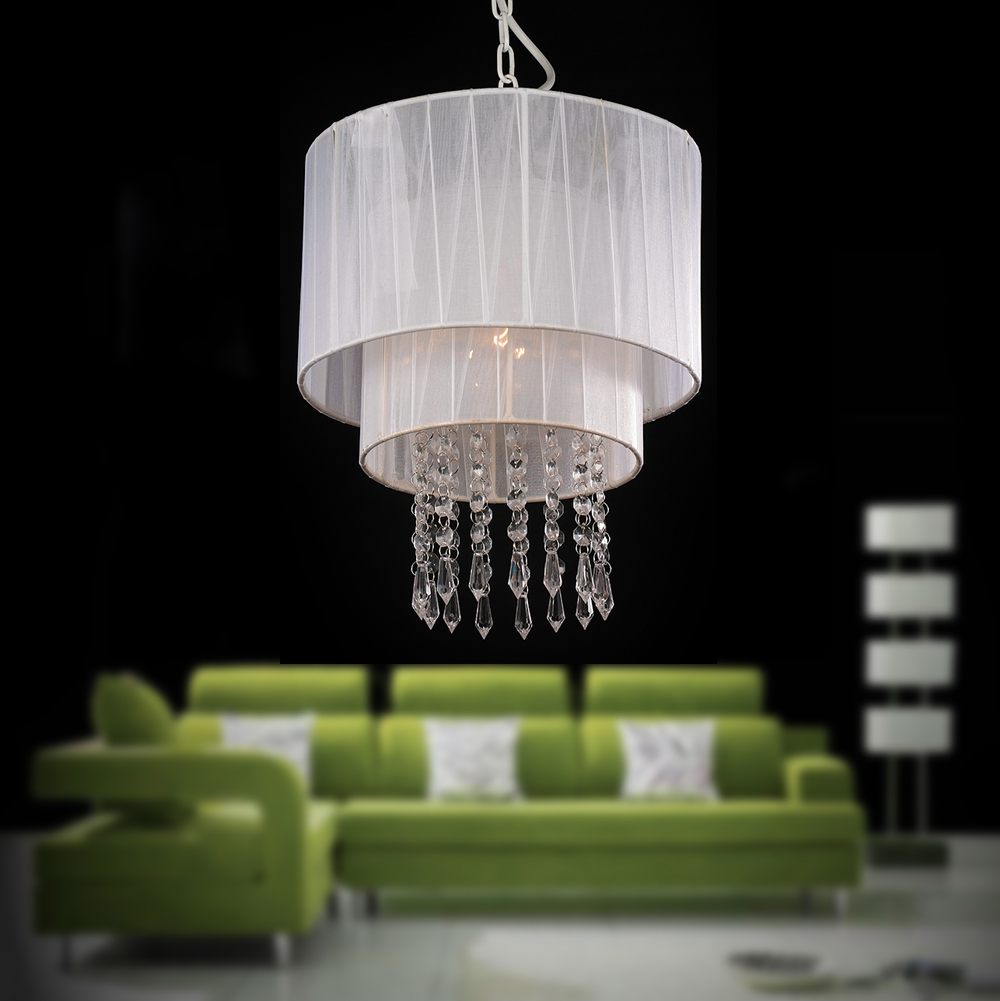 Black silk lampshade crystal chandeliers decorative acrylic pendant lamp NS-120091-2D