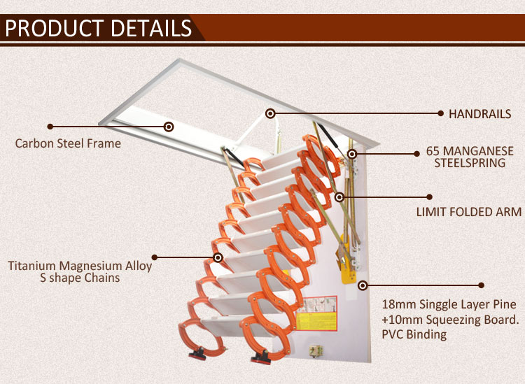 Black Titanium Magnesium Alloy Household Retractable Ladder For Loft