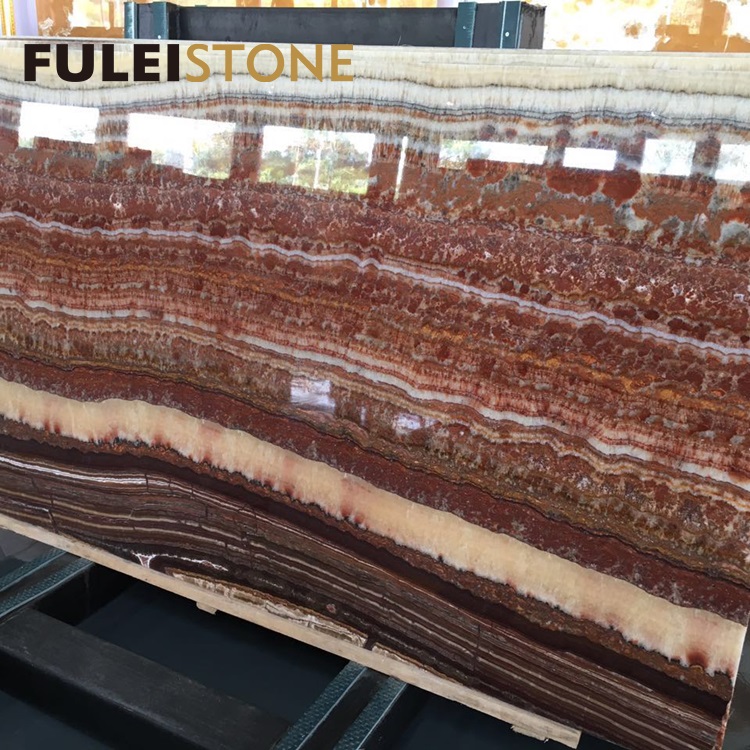 Wholesale Price Natural Polished Multi Color Red Onyx Marble Slabs