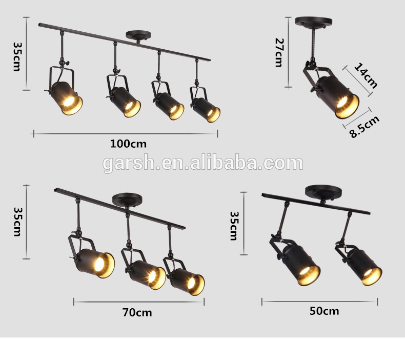 Shop Decoration Industrial Iron Ceiling Lamp Retro Loft Track Lighting