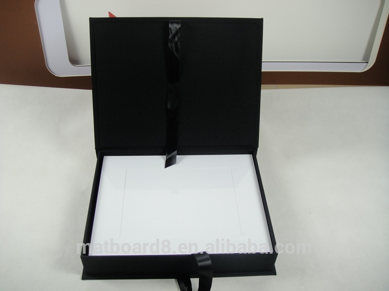 wood material linen cover photo album presentation box for wedding album