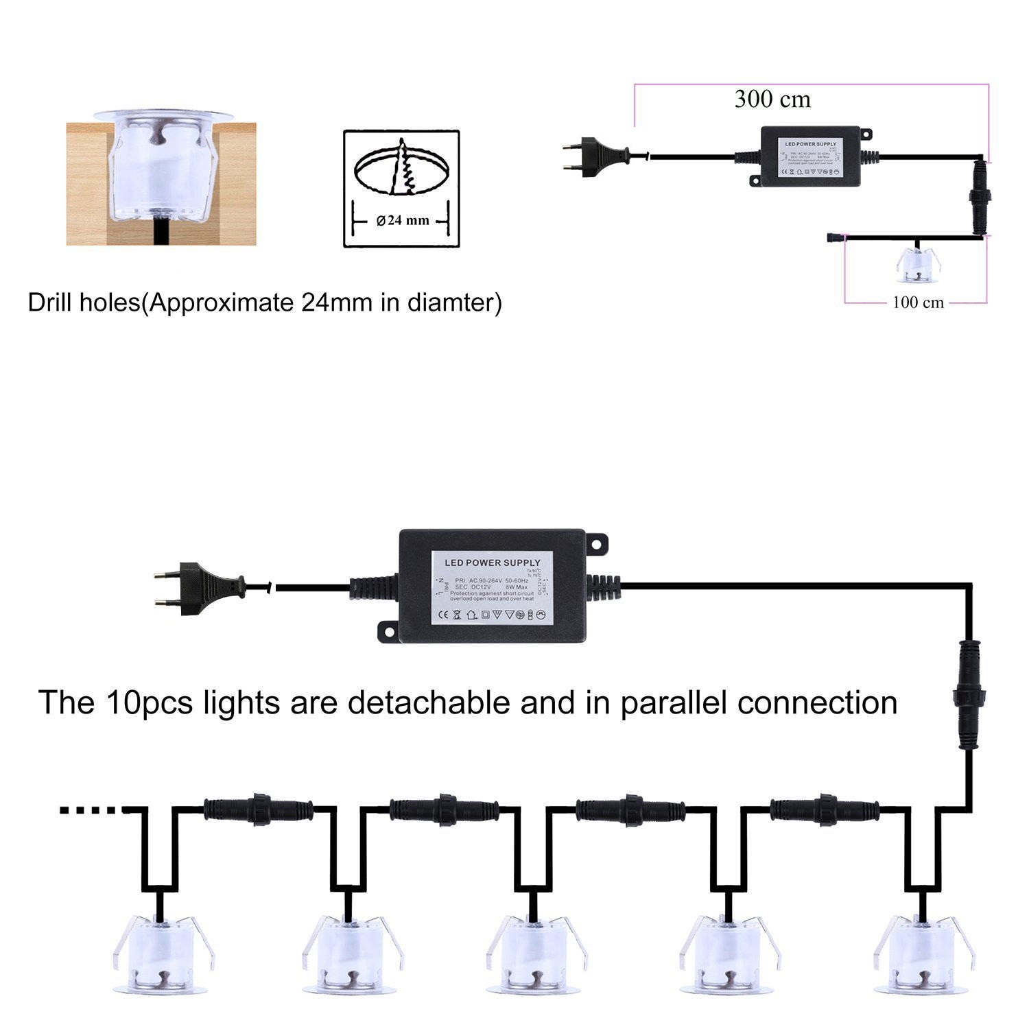 10 kits stainless steel 12v 0.6W 1w Outdoor Garden and Path Lights Recessed LED underground lights led deck light 0.6W