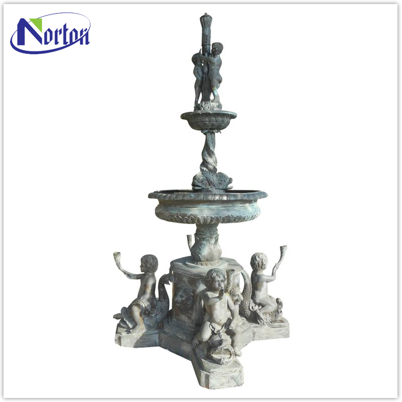 Modern garden factory price bronze cherub water fountain NTBM-626A