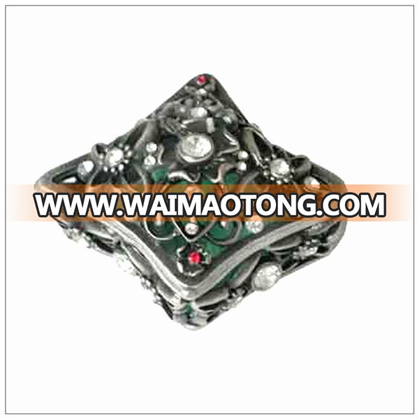 China Market Wholesale Old Beautiful Square Shape Jewelry Box Jeweled Trinket Box For Gifts QF1497