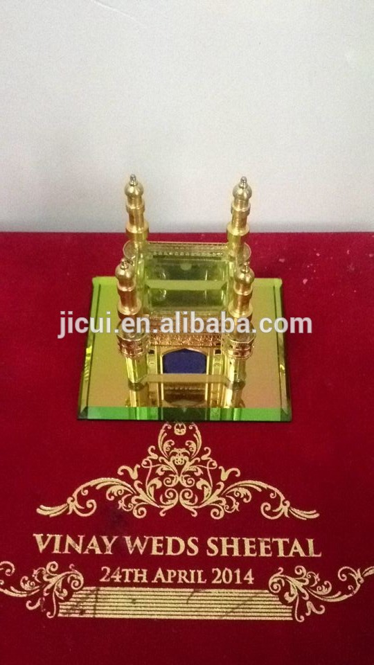 Crystal Hyderabad Charminar Mosque Model & Gold Plated Metal Charminar Model for India Wedding Gift