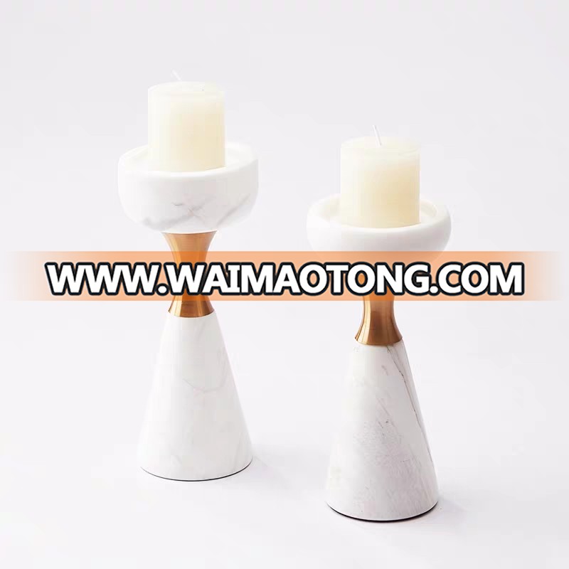 NO H019 marble white simple candle holder for home dining decor