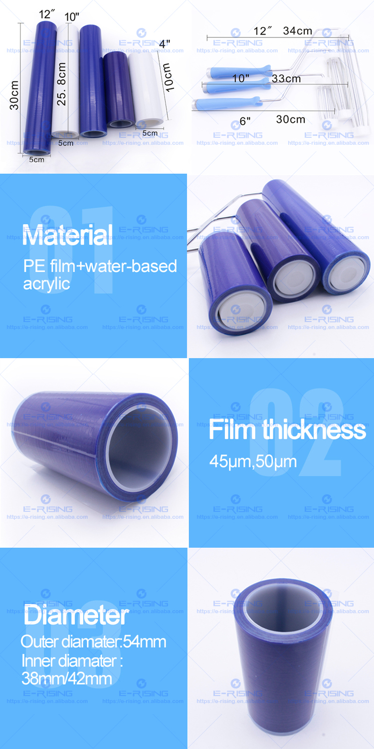 Customized Size Blue White ESD Cleanroom PP Sticky Roller For Dust Remove