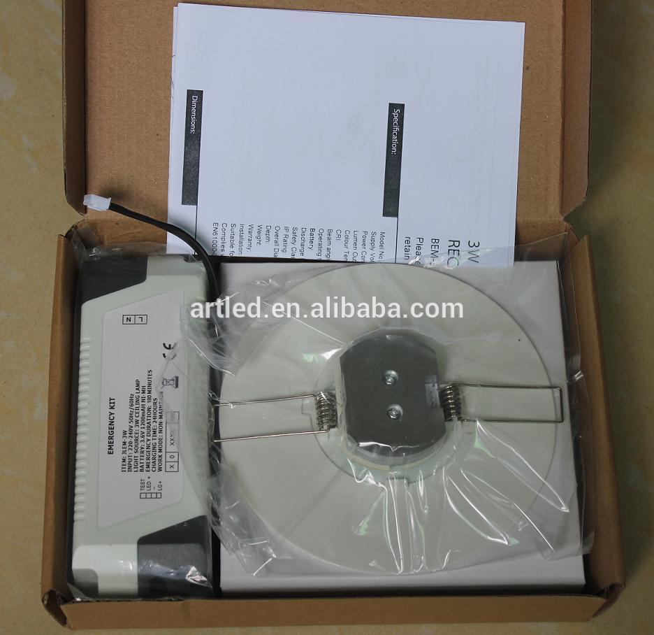 surface mounting no-maintained 3w led emergency Light KIT with test switch