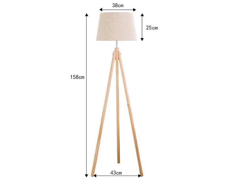 Factory Price Wooden Standing Tripod Decorative Floor Lamp