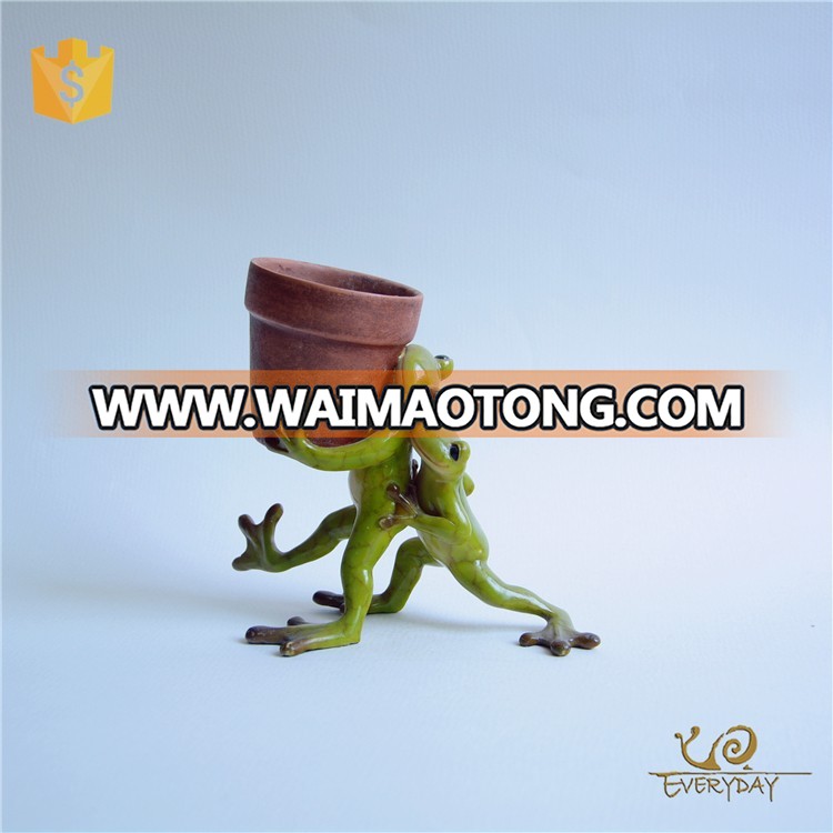 High Quality Resin Tabletop Office Desk A Planter Pot Old Stone Frog Shape 5 Inch Flower Pot